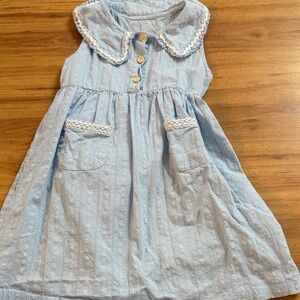 Light Blue Cotton Toddler Dress with Peter Pan Collar
